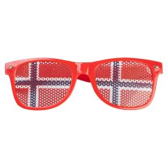 Solbrille med norsk flagg Rød