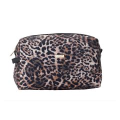 Clasic Toalettmappe til Dame Leopard Stor brun.