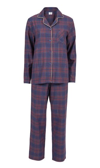 Nightwear Mira flanellpyjamas. marine-burgunder