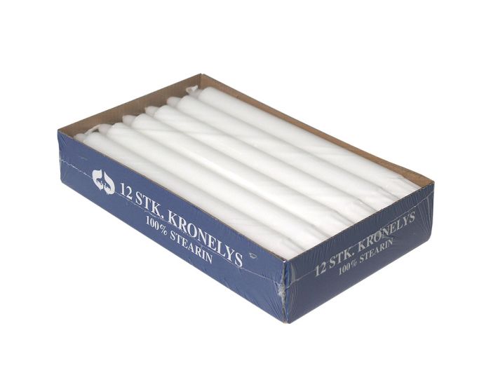 Stearin kronelys 12pk hvit