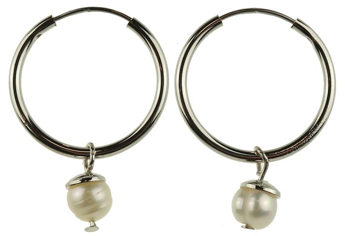 LASO Øreringer med perle Rhodium