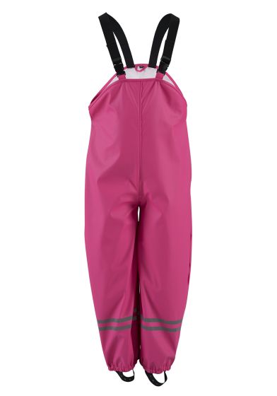Kids World regnbukse med regulerbare seler og elastisk hempe under fot. cerise
