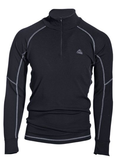 Varde trøye i merinoull/silke med half zip sort