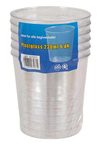 Plast drikkeglass 6 pk klar
