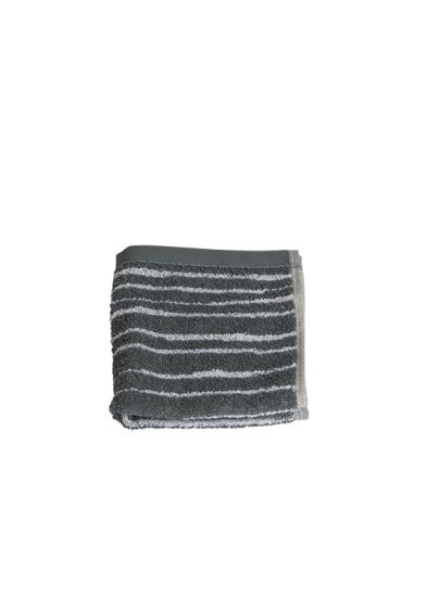 Bekvem Jacquard vaskeklut stripet grå med hvite striper