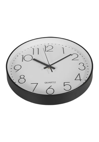 Klokke vegg 30cm sort med hvit urskive