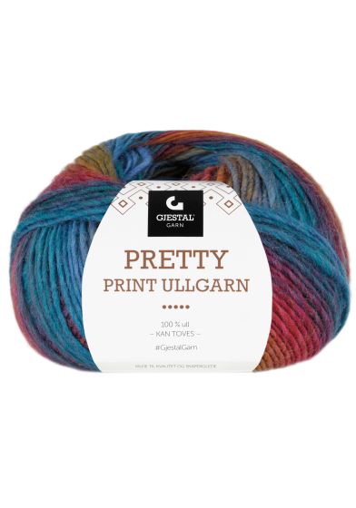 Gjestal Garn Pretty Print Ullgarn 100gr 504-regnbue print