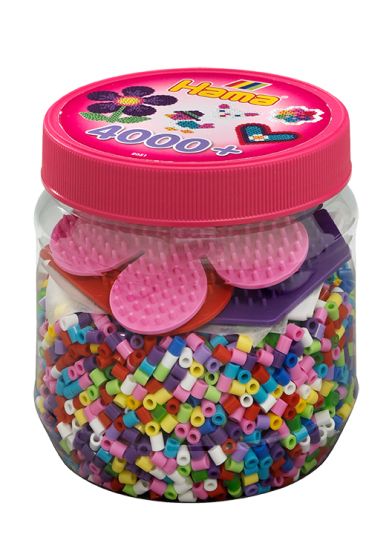Hama Perler & brett 4000 stk perler/ 3 brett rosa