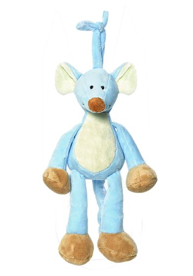 Teddykompaniet spilledåse mus 25 cm lyseblå