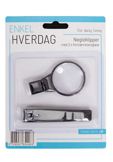 Enkel Hverdag negleklipper med 2x forstørrrelsesglass standard