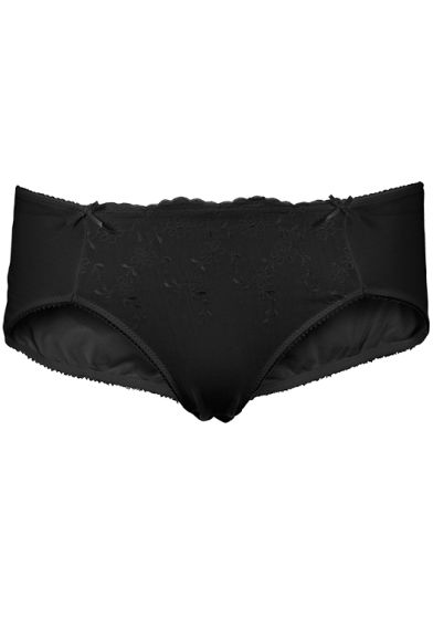 Ann truser med broderi 2 pk sort