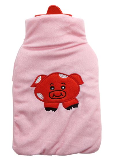 Kring fleece varmeflaske 2L rosa gris rosa