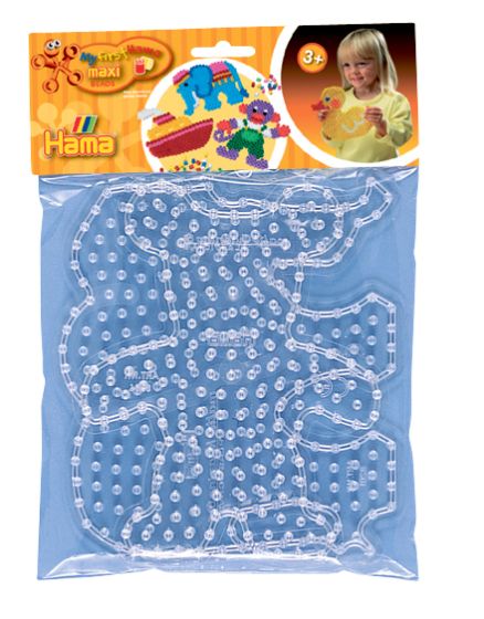 Hama Maxi perlebrett elefant og bamse, 2 stk transparent