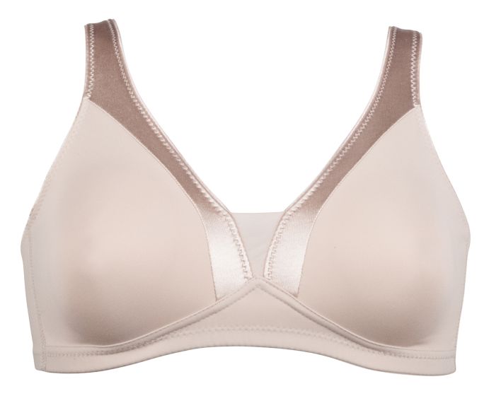 Spileløs BH med satengbånd beige.