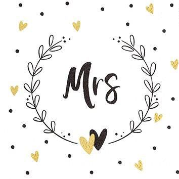 Mr&Mrs serviett 20pk hvit-sort