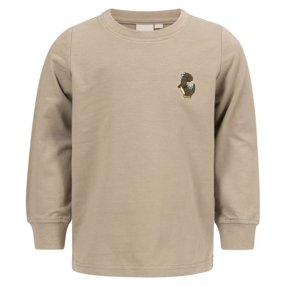 Langermet topp med broderi Lys Oliven ..