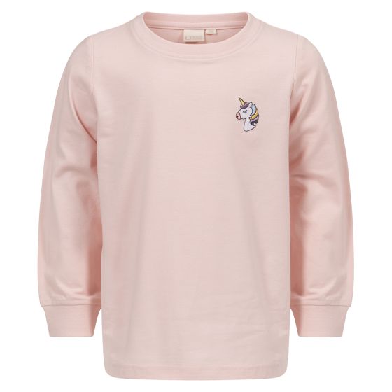 Langermet topp med broderi Lys rosa ..