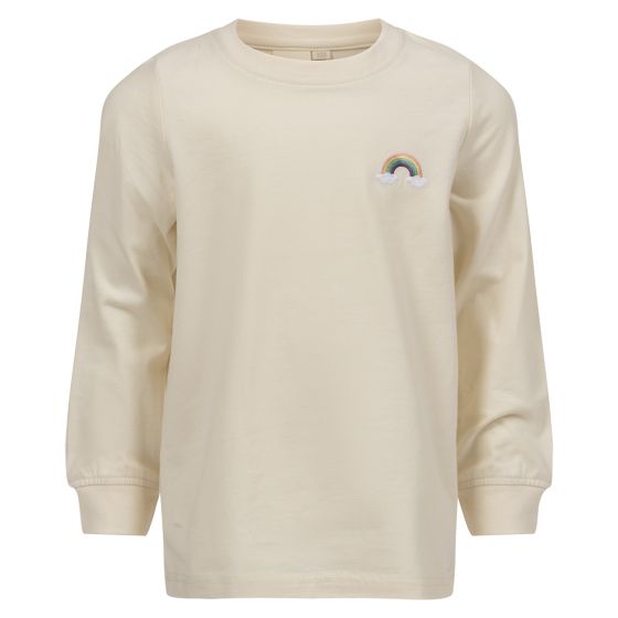 Langermet topp med broderi Offwhite..