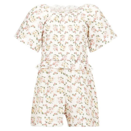 Jumpsuit i musselin Petunia Offwhite-rosa