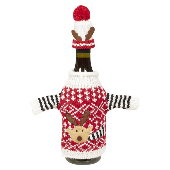 Flaskedekor med hatt Reindeer 