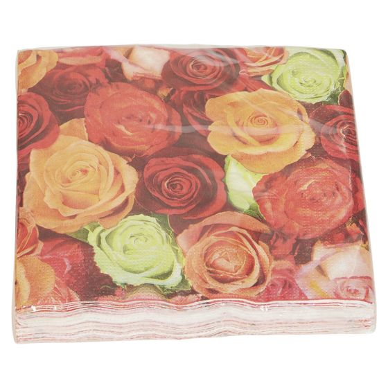 Serviett orange roses 20pk Original.