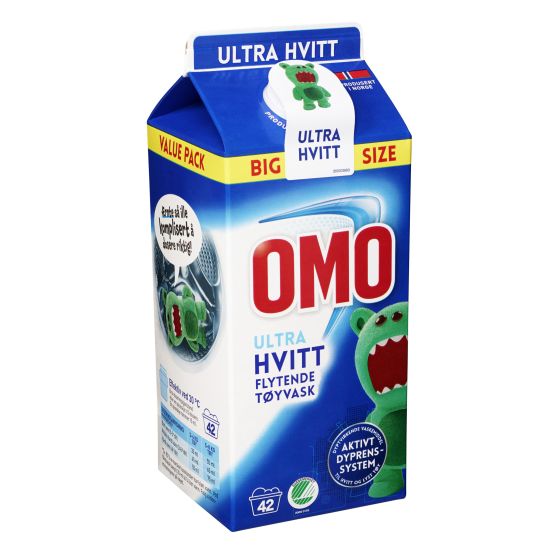Omo ultra hvitt 1,5 flytende kartong Omo Ultra hvitt flytende tøyvask
