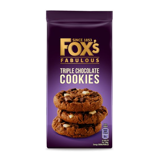 Fox Triple Chocolate cookies 180g Trippel sjokolade