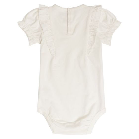 Kortermet body med broderi anglaise 