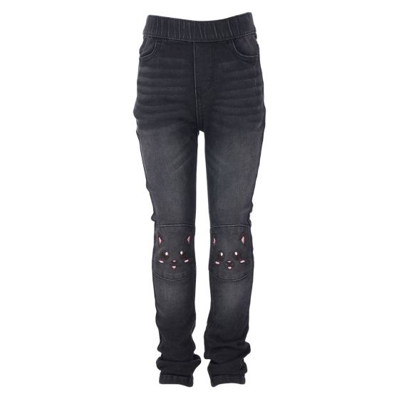 Jeans med katt Sort