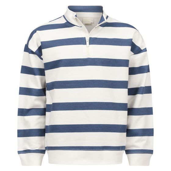 Genser med striper og zip Offwhite