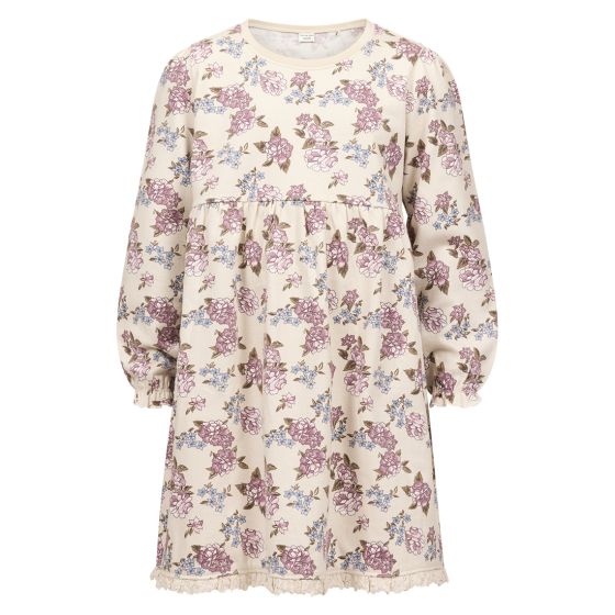 Kjole blomstrer med blondekant Beige-lilla