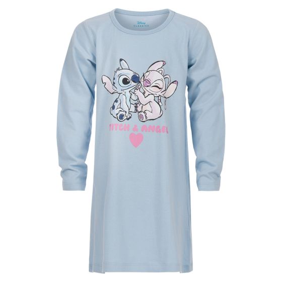 Nattkjole med søtt Angel og Stitch print Lyseblå