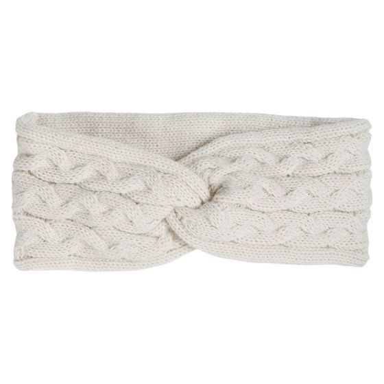 Flettestrikket pannebånd barn Offwhite