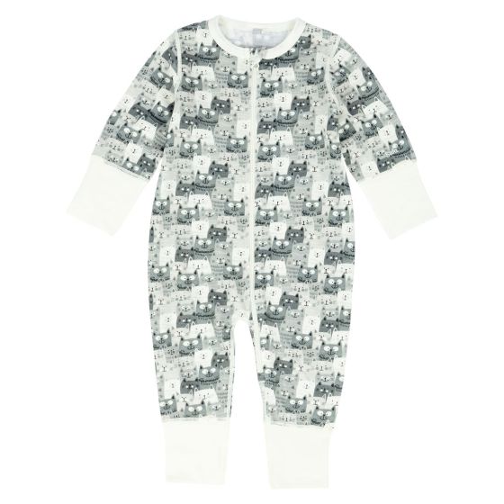 Pyjamas i ull bambus Offwhite-grå
