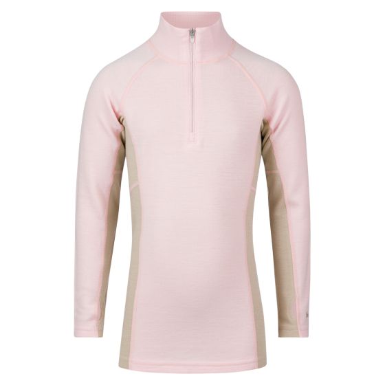 Polo i ull bambus med glidelås Rosa-beige