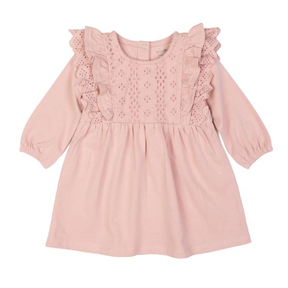Kjole med volanger og lang erm Rosa