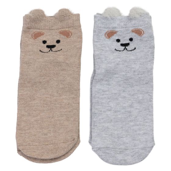 Sokker 2pk bamsemotiv Beige-grå
