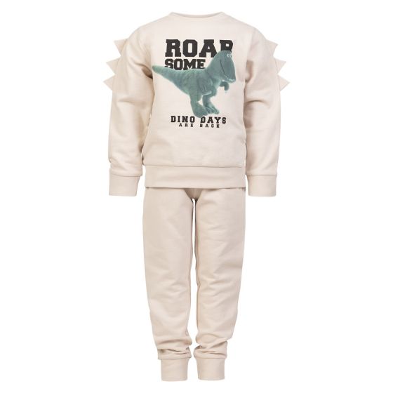 Joggedress med dinosaur og 3D Lys beige
