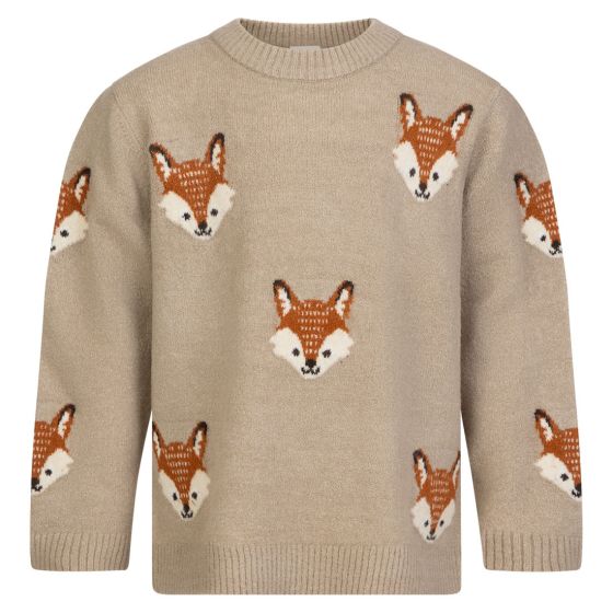 Strikkegenser med rev Beige
