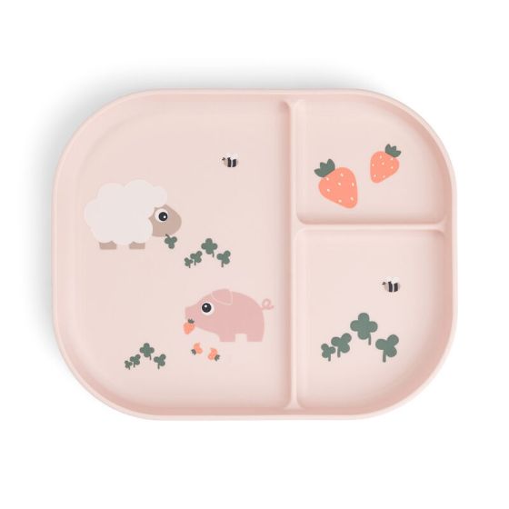 Tallerken Foodie sklisikker med 3 separate rom Dus rosa