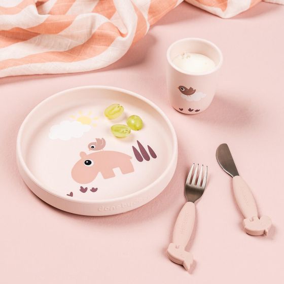 Barnetallerken med stick & stay funksjon Dus rosa