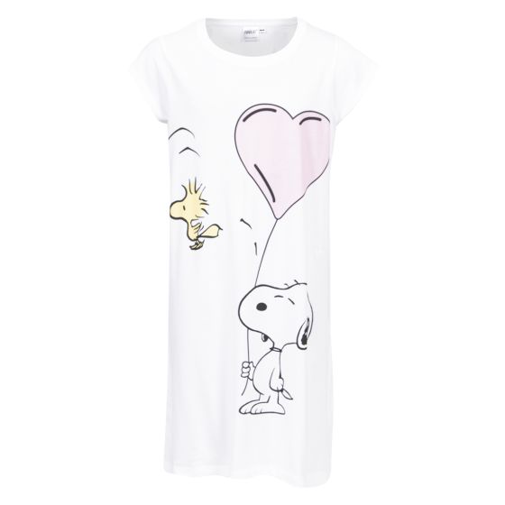 Big-T nattkjole med Snoopy motiv til barn hvit