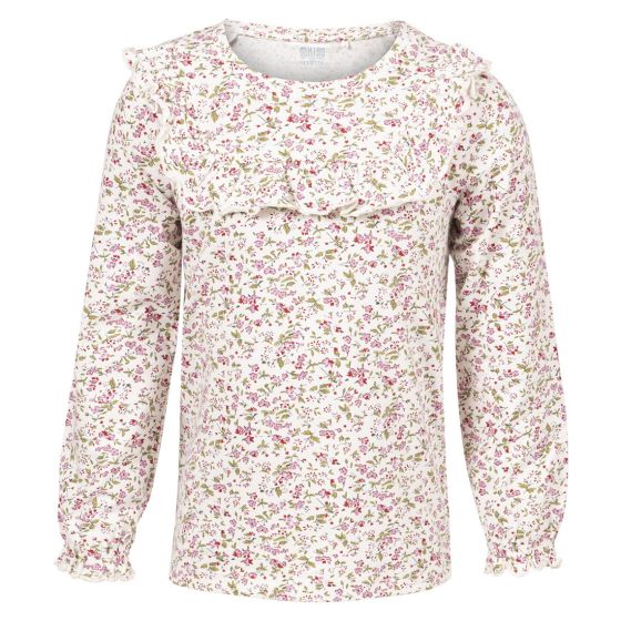 Kids Clothing Aurora topp med rysjekant lyserosa.
