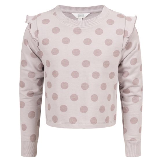 Kids Clothing Aurora genser med rysjekant grålilla.