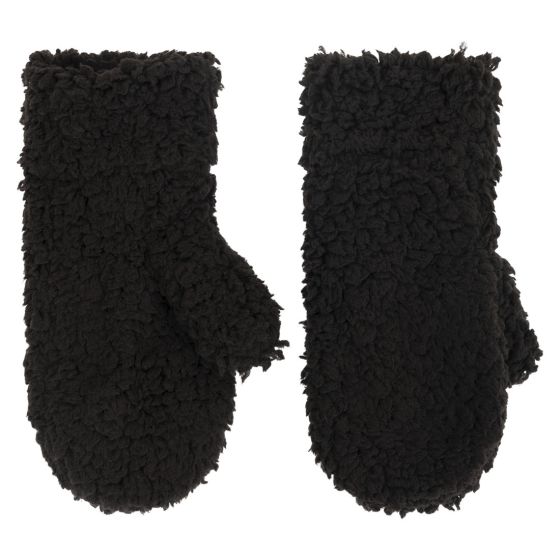 Votter i teddyfleece Sort