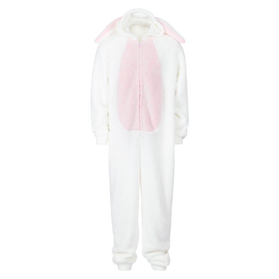 Jumpsuit hare med lange ører herre Hvit