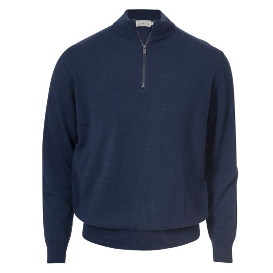 Denim & Casual Carter ullgenser med 1/4 glidelås i hals blåmelert