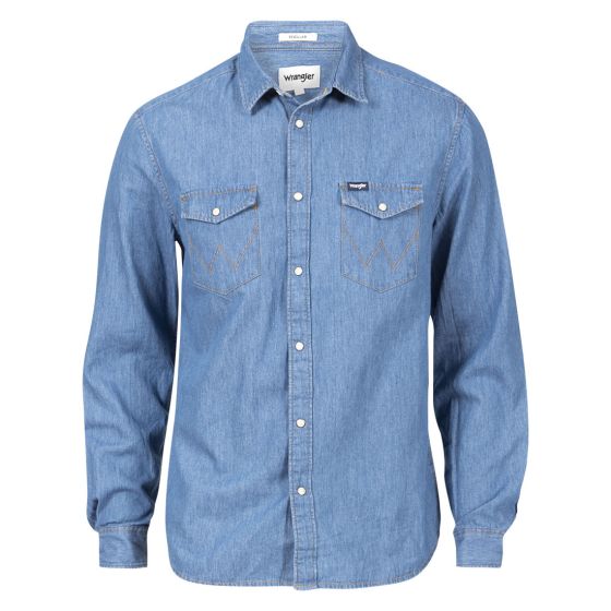 Wrangler Red Kabel Dongeriskjorte blå