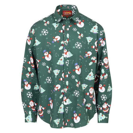 Crazy Christmas Snowman juleskjorte Regular fit grønn