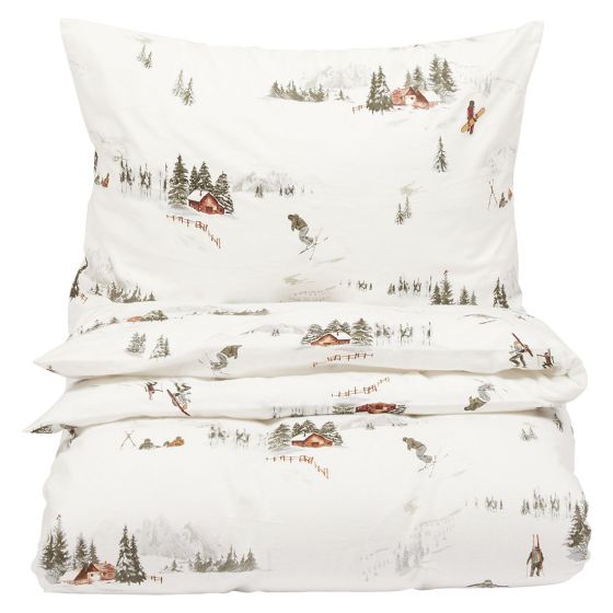 Sengesett flanell 140x220 Fjelltur Hvit.